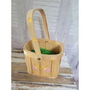 Chicken Easter Bunny basket decor home wooden shab